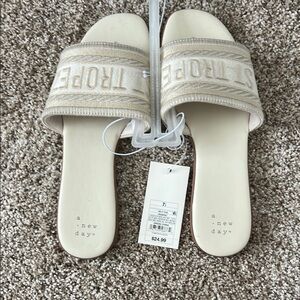 A New Day Cream Slide Sandals with Cushioned Sole